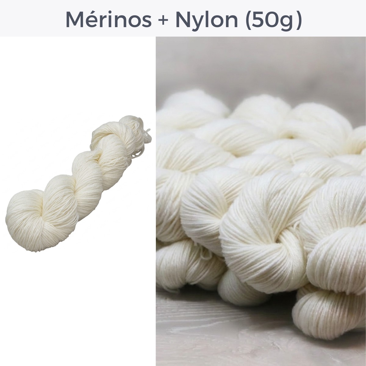 Mérinos Superwash 85% - Nylon 15% | Echeveau 50g - 200m - 4 brins